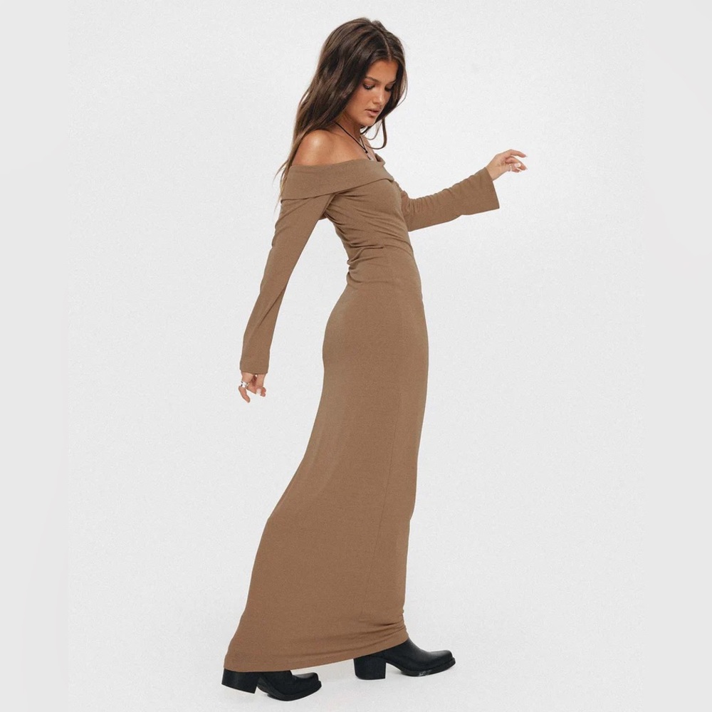 Princess Polly maida maxi dress in light brown size US 2
